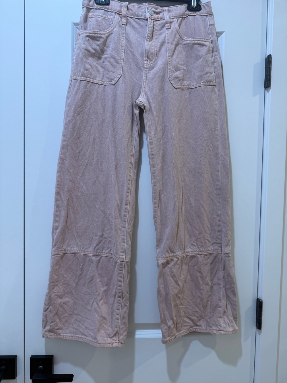 Girl’s Dusty Pink/ Light Mauve Wide-Leg Utility Jeans